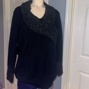 United States Sweaters Black and Gray Cowl Neck Sweater large
